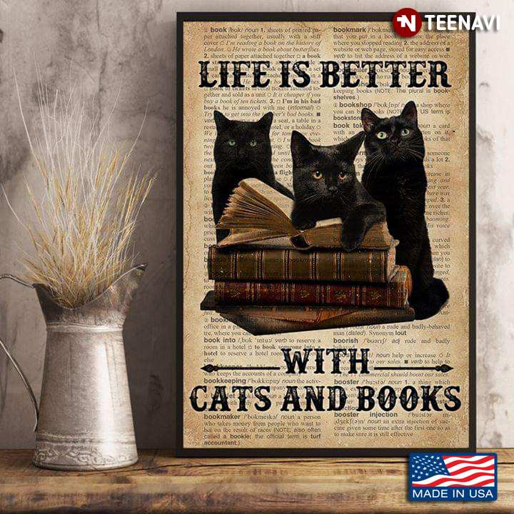 Dictionary Theme Black Cat Life Is Better With Cats And Books