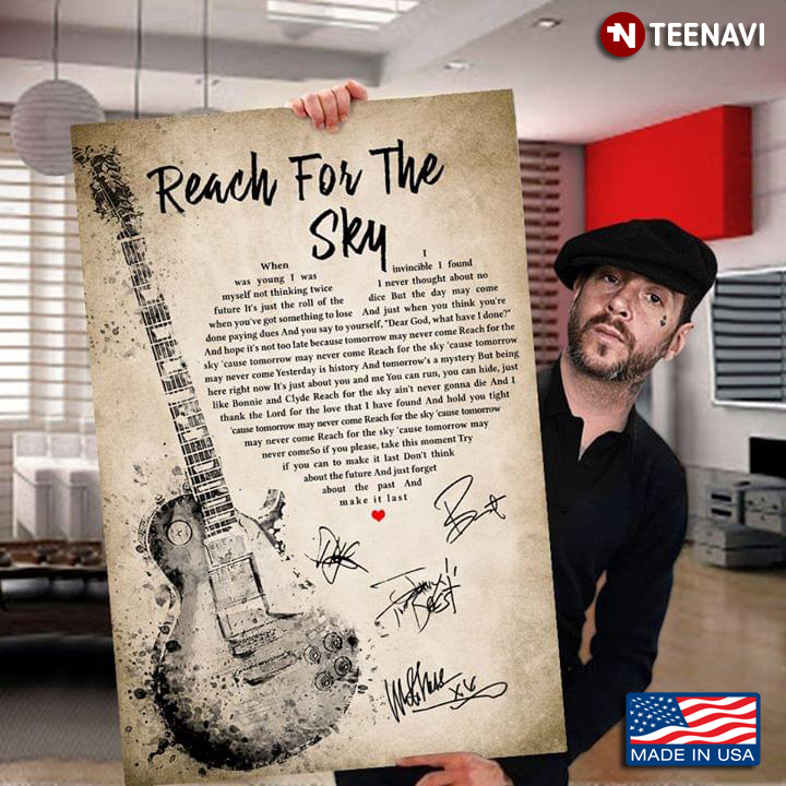 Reach For The Sky Lyrics With Guitar, Heart Typography And Social Distortion Signatures