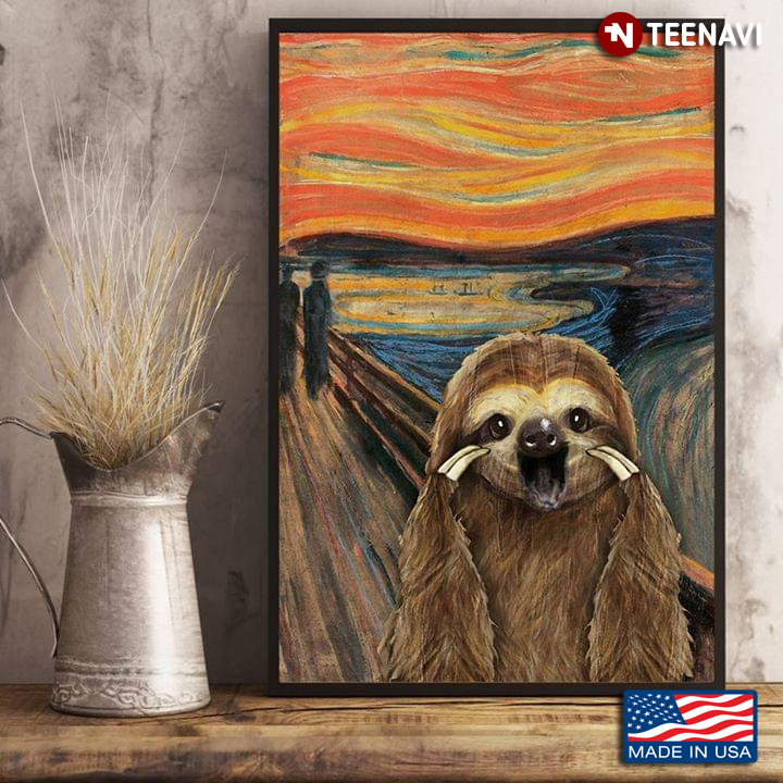 The Scream By Edvard Munch Parody With Screaming Sloth