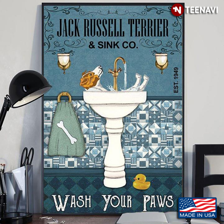 Vintage Jack Russell Terrier & Sink Co. Est.1949 Wash Your Paws