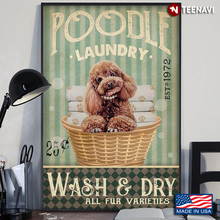 Vintage Poodle Laundry Est. 1972 Wash & Dry All Fur Varieties