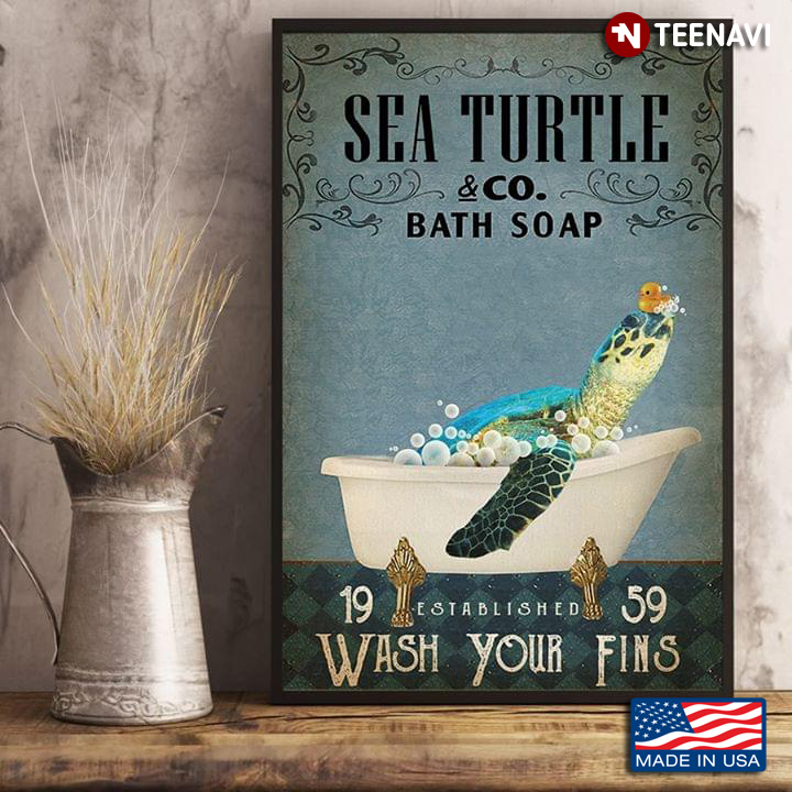 Vintage Sea Turtle & Co. Bath Soap Established 1959 Wash Your Fins
