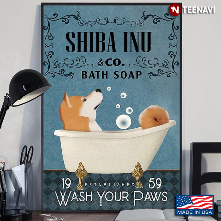 Vintage Shiba Inu & Co. Bath Soap Established 1959 Wash Your Paws
