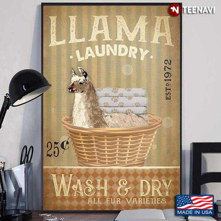 Vintage Llama Laundry Est. 1972 Wash & Dry All Fur Varieties