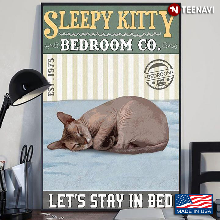 Vintage Sleepy Kitty Bedroom Co. Est. 1975 Let’s Stay In Bed