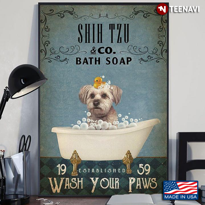 Vintage Shih Tzu And Little Duck & Co. Bath Soap Established 1959 Wash Your Paws