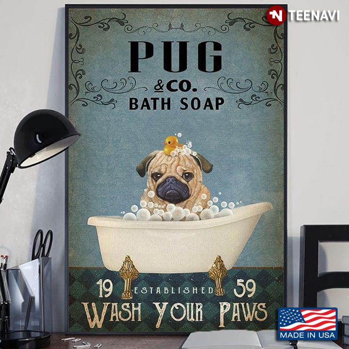 Vintage Pug And Little Duck & Co. Bath Soap Established 1959 Wash Your Paws