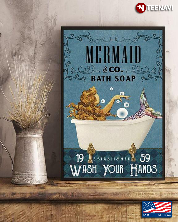 Vintage Mermaid & Co. Bath Soap Established 1979 Wash Your Hands