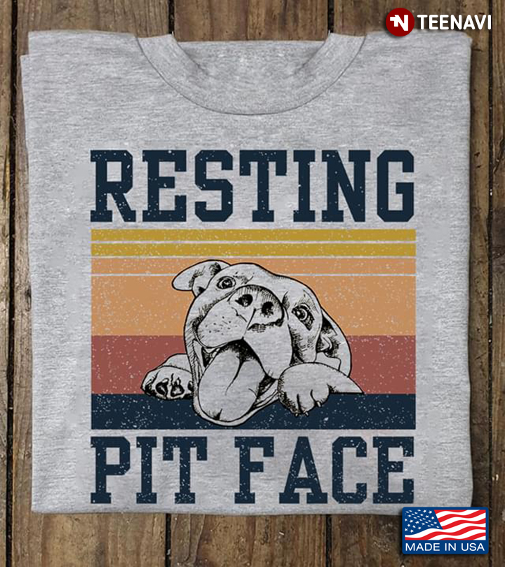 Vintage Pitbull Dog Resting Pit Face