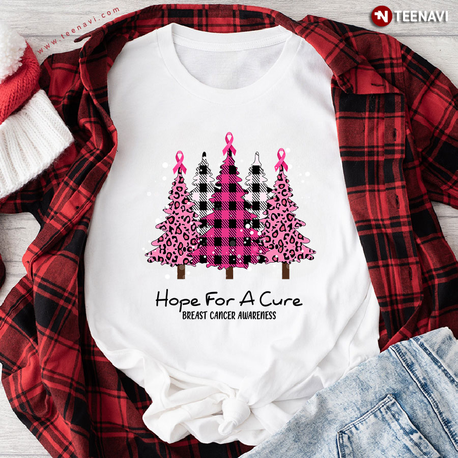 Christmas Trees Hope For A Cure Breast Cancer Awareness T-Shirt
