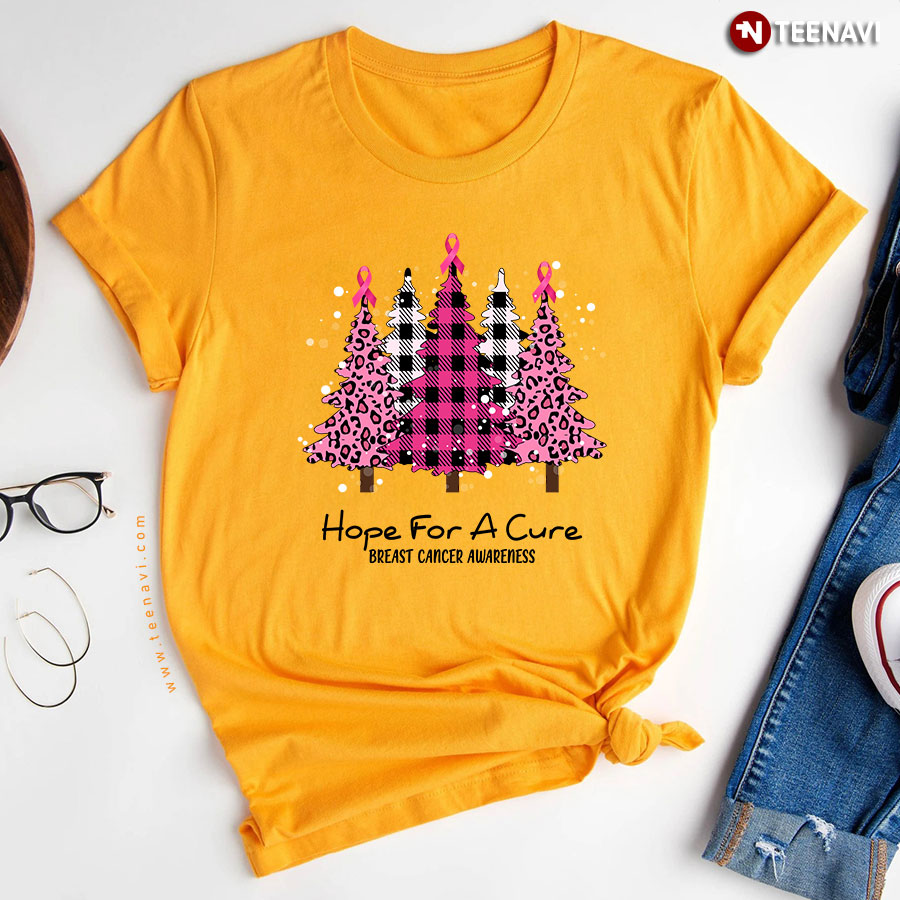 Christmas Trees Hope For A Cure Breast Cancer Awareness T-Shirt