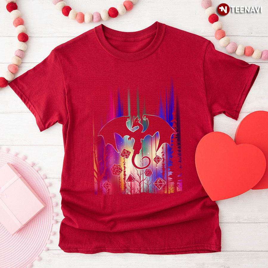 Flying Dragon D20 Dice Dungeons T-Shirt