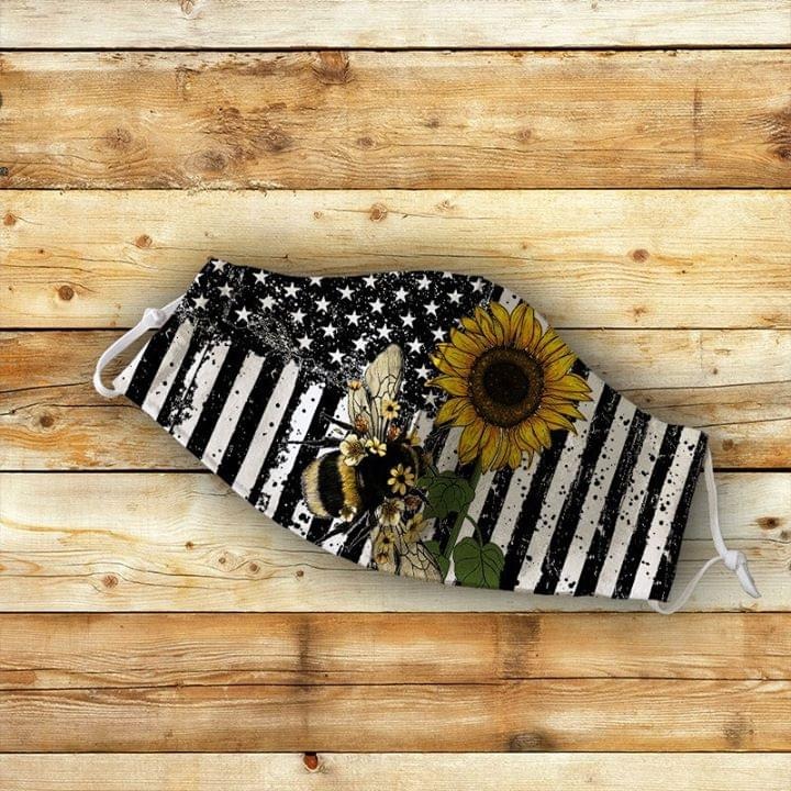Black and White American Flag Bee Flowers