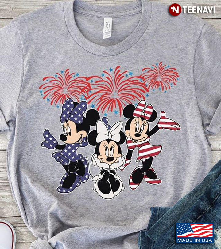 Minnie Mouse Flag Firework The 4th Of July American Independence Day