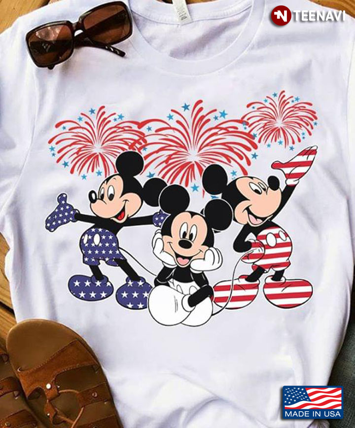Mickey Mouse Flag Firework The 4th Of July American Independence Day New Version
