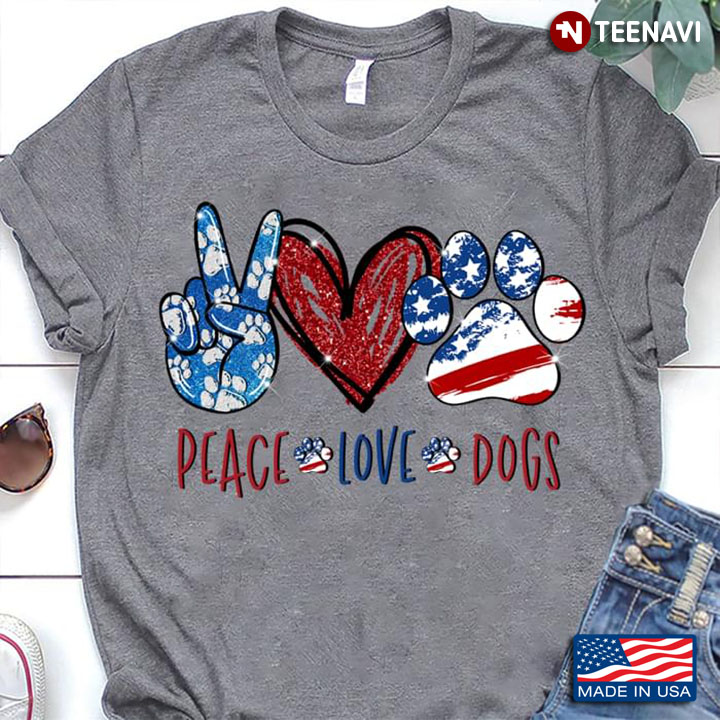 Peace Love Dogs American Flag