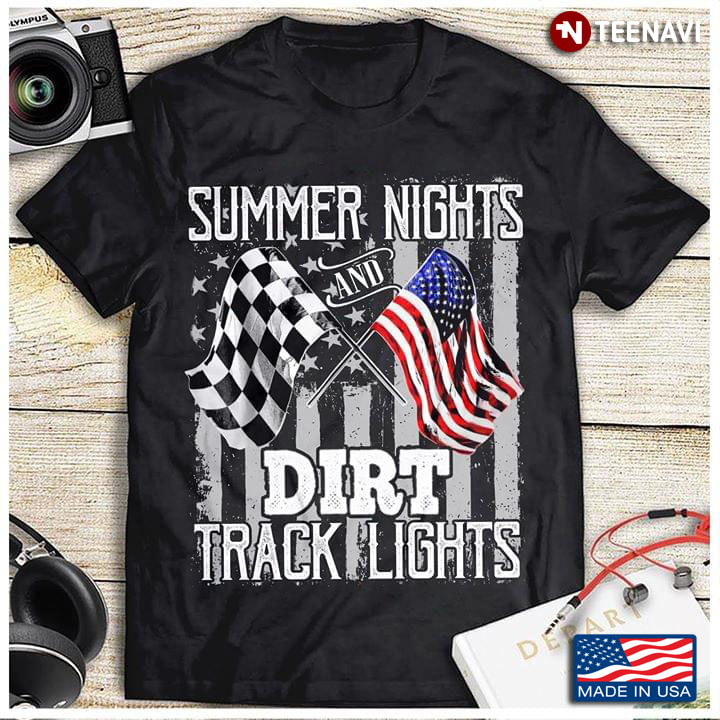 Summer Nights And Dirt Track Lights Motorcross American Flag The 4th Of July