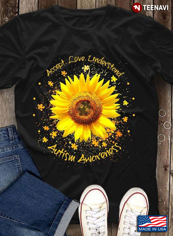 Accept Love Understand Autism Awareness Sunflower