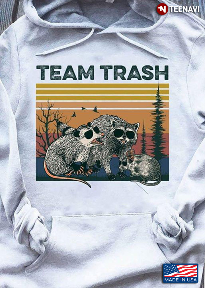 Raccoon Opossum And Mouse Wearing Glasses Team Trash