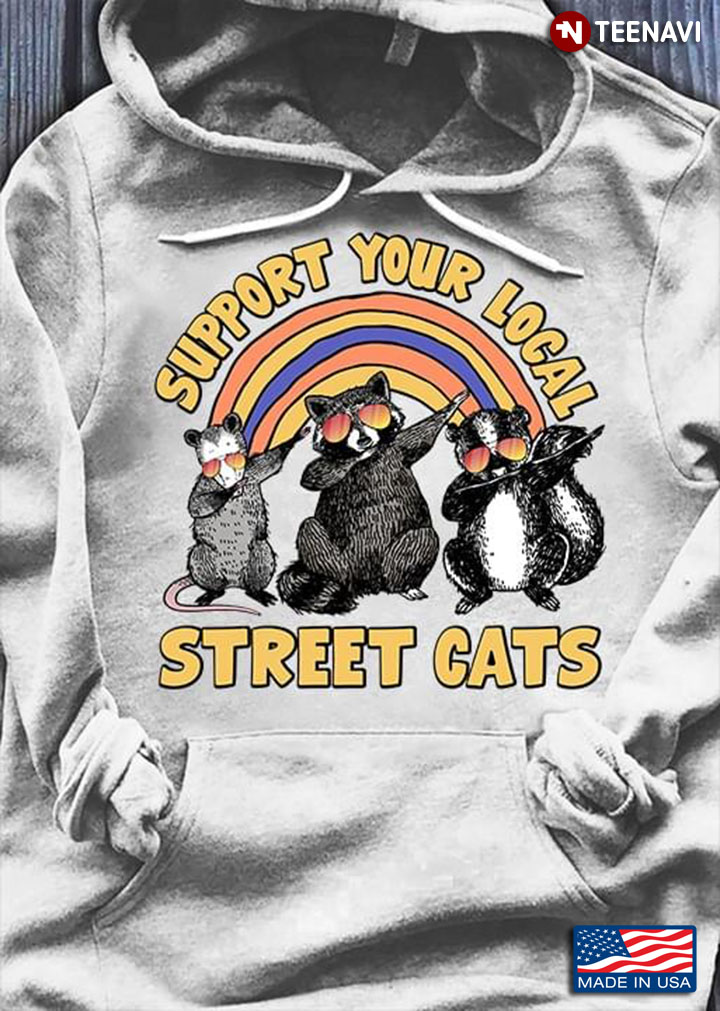 Rainbow Raccoon Opossum And Skunk Wearing Glasses Support Your Local Street Cats New Design