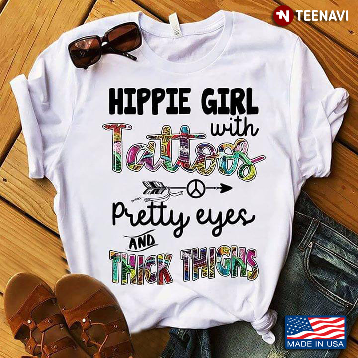 Peace Sign Hippie Girl With Tattoos Pretty Eyes And Thick Thighs