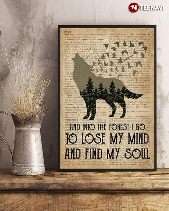 Black Version Dictionary Theme Wolf Howling & Birds And Into The Forest I Go To Lose My Mind And Find My Soul