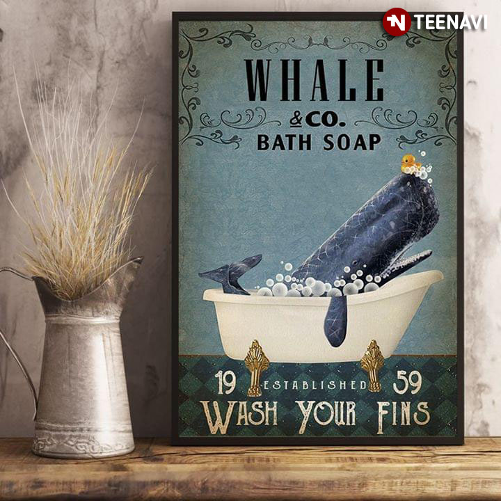 Vintage Whale & Co. Bath Soap Established 1959 Wash Your Fins