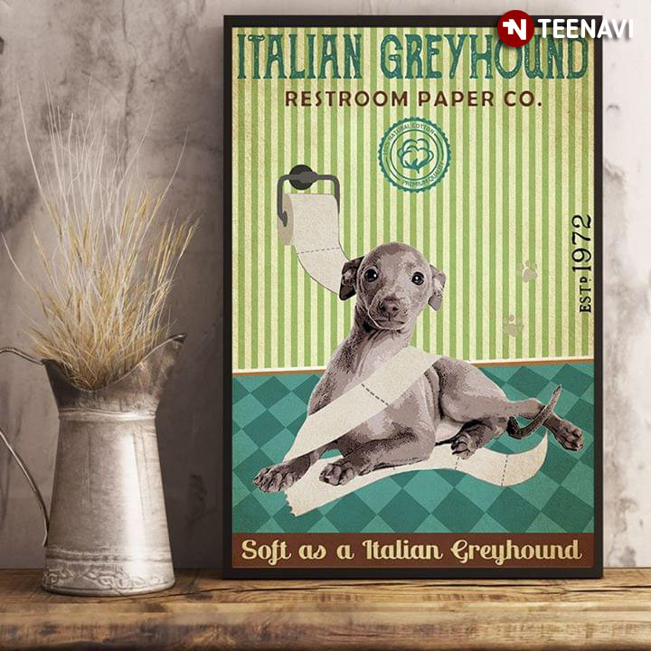 Vintage Italian Greyhound Restroom Paper Co. Est.1972 Soft As A Greyhound