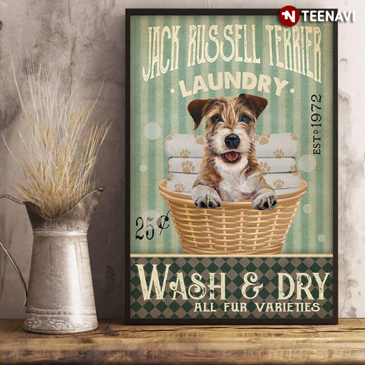Vintage Jack Russell Terrier Laundry Est. 1972 Wash & Dry All Fur Varieties