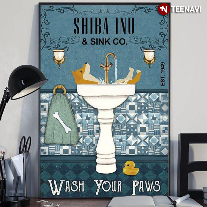 Vintage Shiba Inu & Sink Co. Est.1949 Wash Your Paws