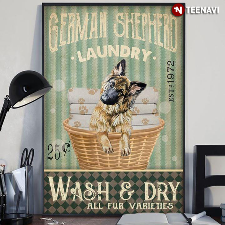 Vintage German Shepherd Laundry Est.1972 Wash & Dry All Fur Varieties