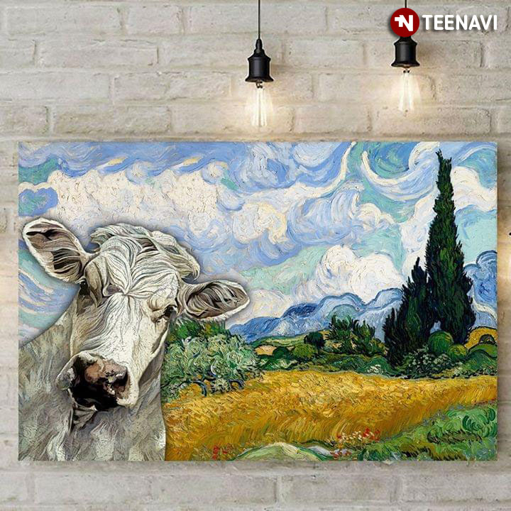 White Cow In Wheat Field With Cypresses Vincent Van Gogh