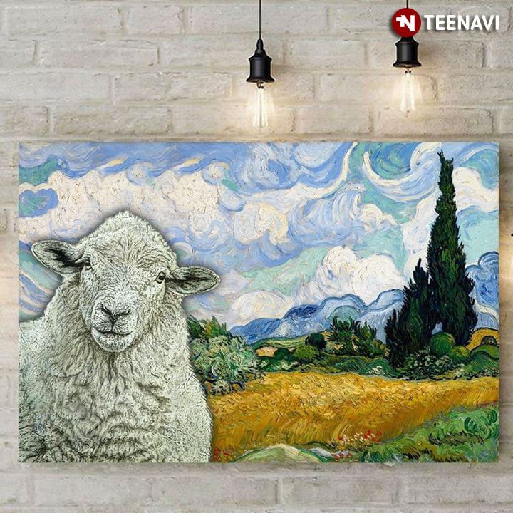 White Sheep In Wheat Field With Cypresses Vincent Van Gogh