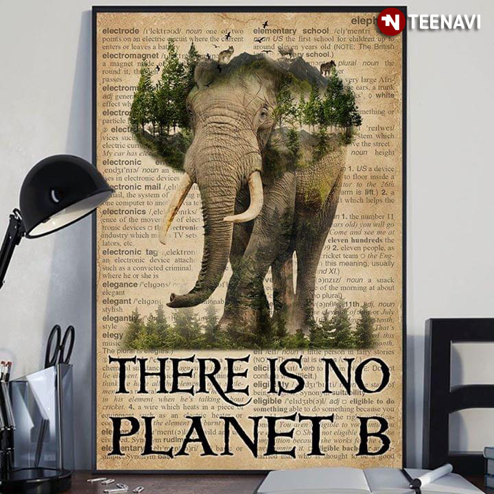 Vintage Dictionary Theme Elephant And Forest Animals There Is No Planet B