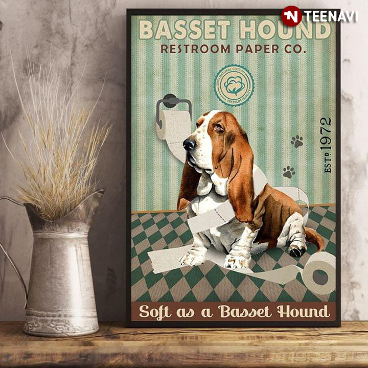 Vintage Basset Hound Restroom Paper Co. Est.1972 Soft As A Basset Hound
