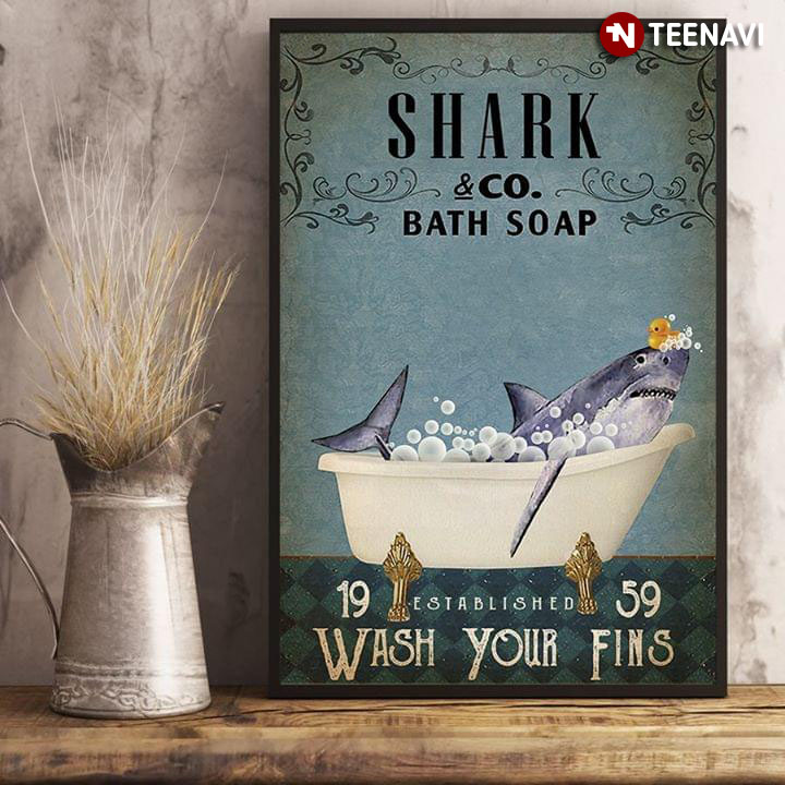 Vintage Shark And Little Duck Shark & Co. Bath Soap Established 1959 Wash Your Fins