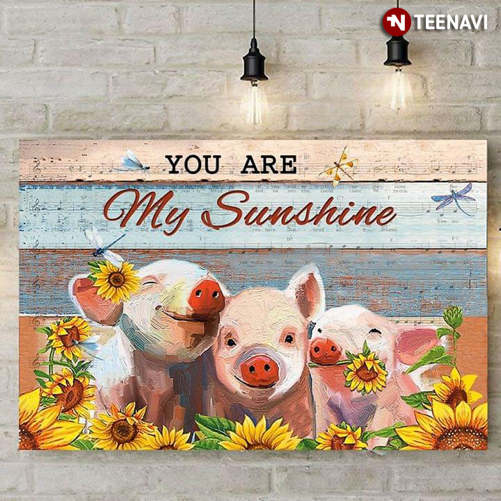 Sheet Music Theme Three Little Pigs With Sunflowers And Dragonflies You Are My Sunshine