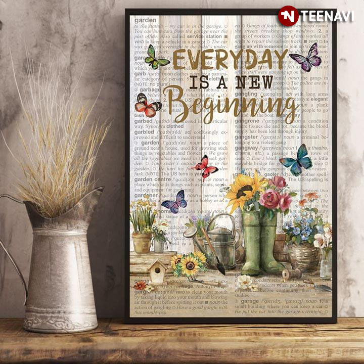 Dictionary Theme Flowers In Boots & Butterflies Everyday Is A New Beginning