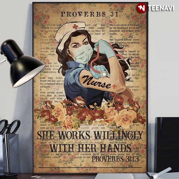 Vintage Floral Theme Nurse Proverbs 31:13 She Works Willingly With Her Hands