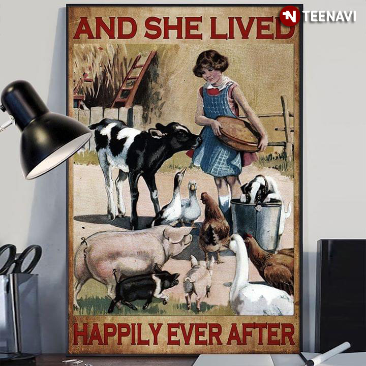 Vintage Girl And Livestock And She Lived Happily Ever After
