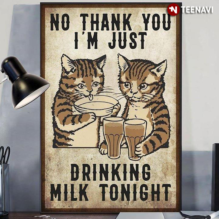 Vintage Two Little Kittens No Thank You I'm Just Drinking Milk Tonight