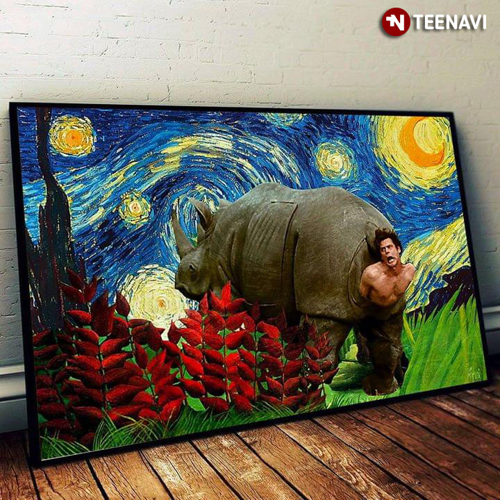 Rhinoceros And Ace Ventura In The Starry Night Vincent Van Gogh