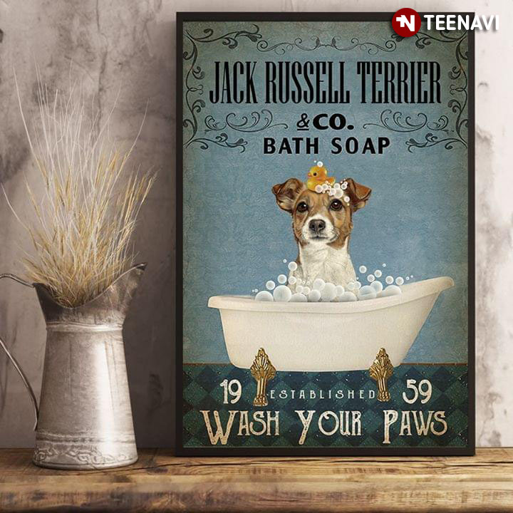 Vintage Jack Russell Terrier Dog And Little Duck & Co. Bath Soap Established 1959 Wash Your Paws