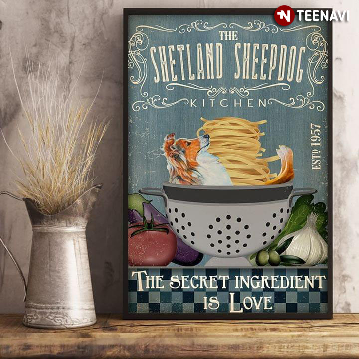 Vintage The Shetland Sheepdog Kitchen Est.1957 The Secret Ingredient Is Love