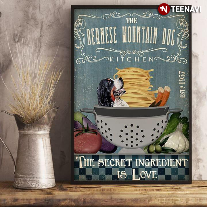 Vintage The Bernese Mountain Dog Kitchen Est.1957 The Secret Ingredient Is Love