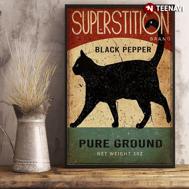 Vintage Black Cat Superstition Brand Black Pepper Pure Ground Net Weight 30Z