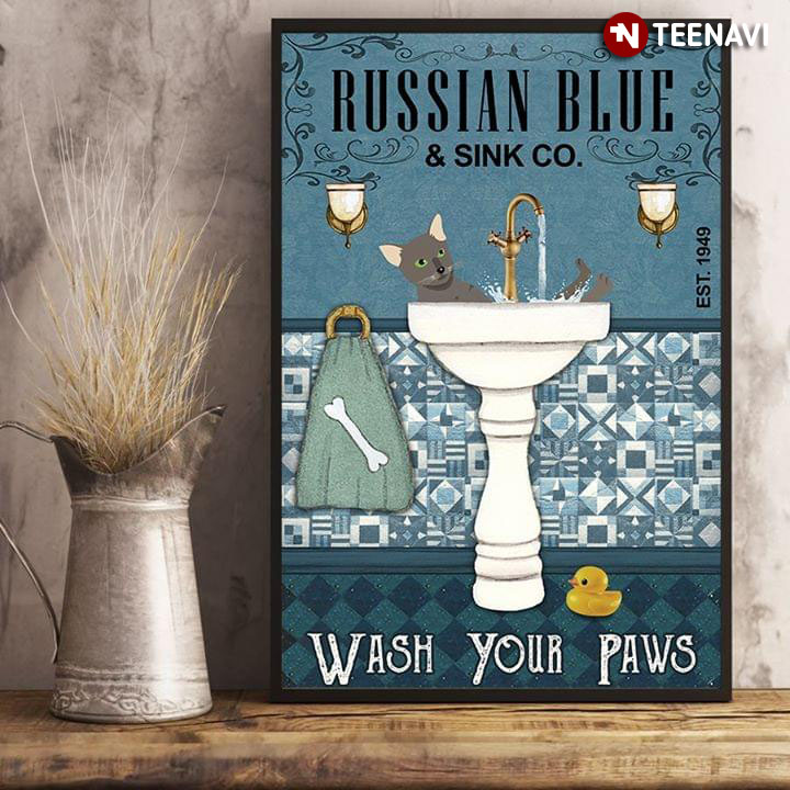 Vintage Little Duck & Russian Blue & Sink Co. Est.1949 Wash Your Paws