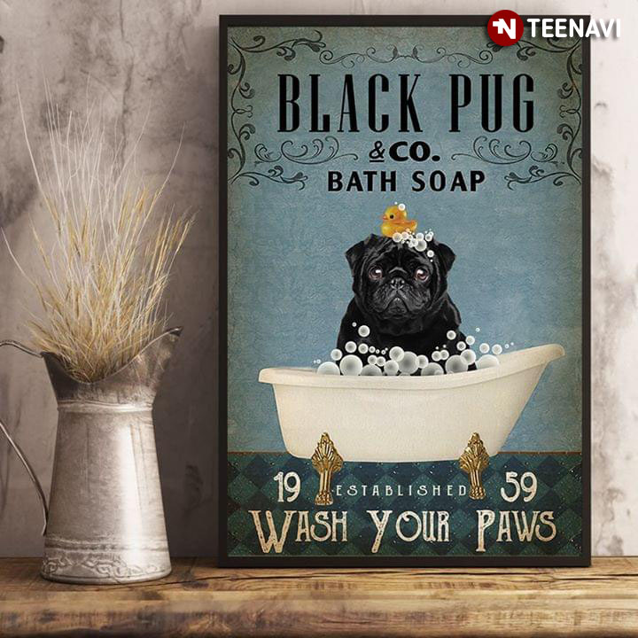 Vintage Black Pug And Little Duck & Co. Bath Soap Established 1959 Wash Your Paws
