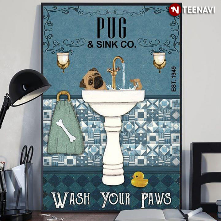 Vintage Little Duck & Pug & Sink Co. Est.1949 Wash Your Paws