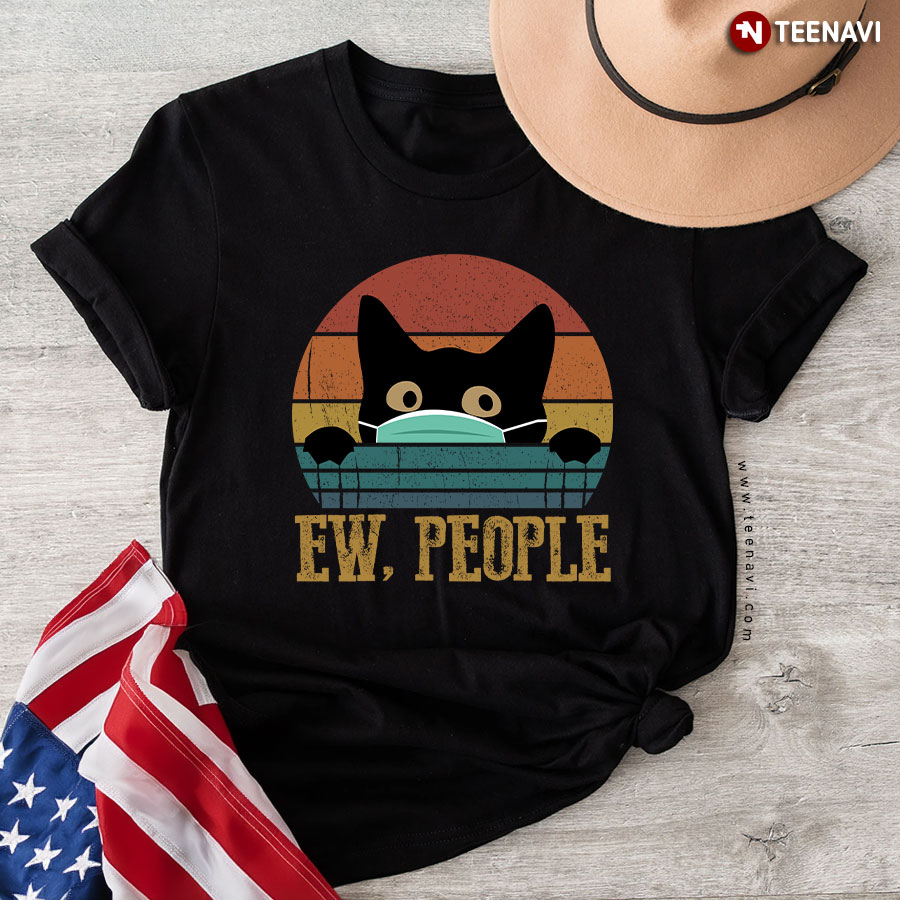 Retro Cat Wearing Mask Ew People T-Shirt